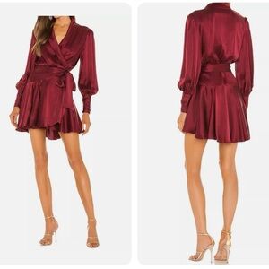 Zimmermann
Silk Wrap Mini Dress | Burgundy, Sueded Silk Cocktail Dress